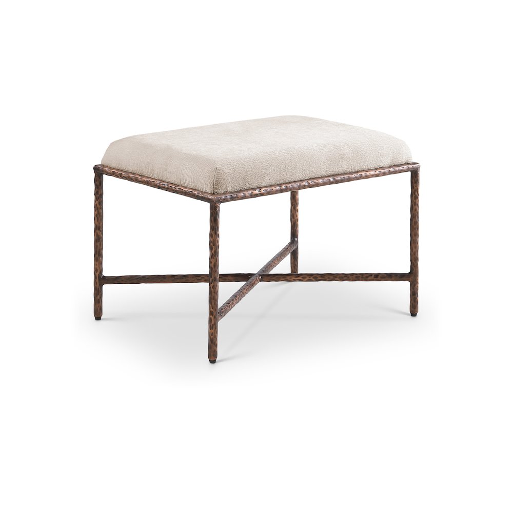 Valley Beige Chenille Fabric Bench. Picture 1