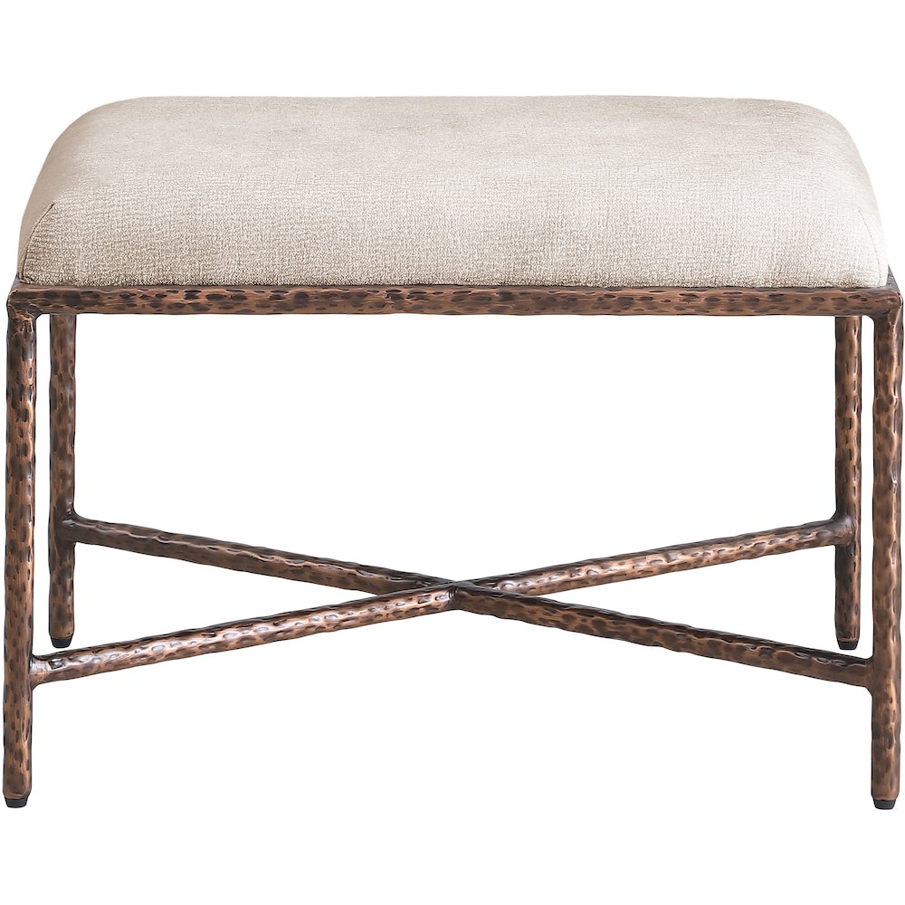 Valley Beige Chenille Fabric Bench. Picture 3