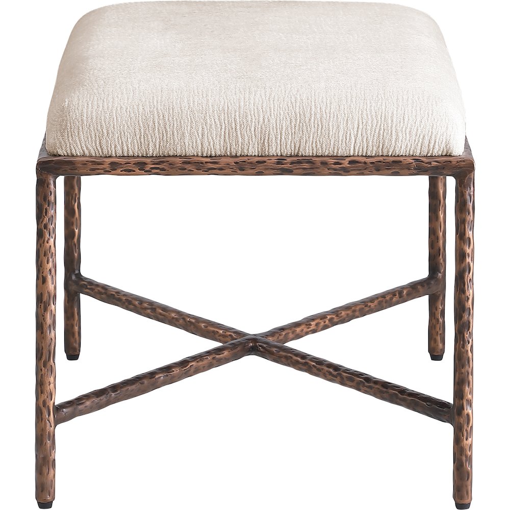 Valley Beige Chenille Fabric Bench. Picture 4