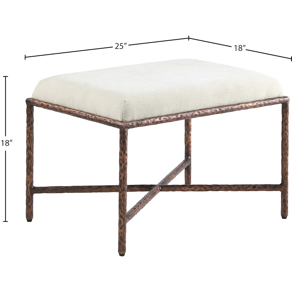 Valley Cream Chenille Fabric Bench. Picture 6