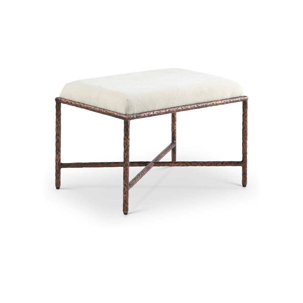 Valley Cream Chenille Fabric Bench. Picture 1