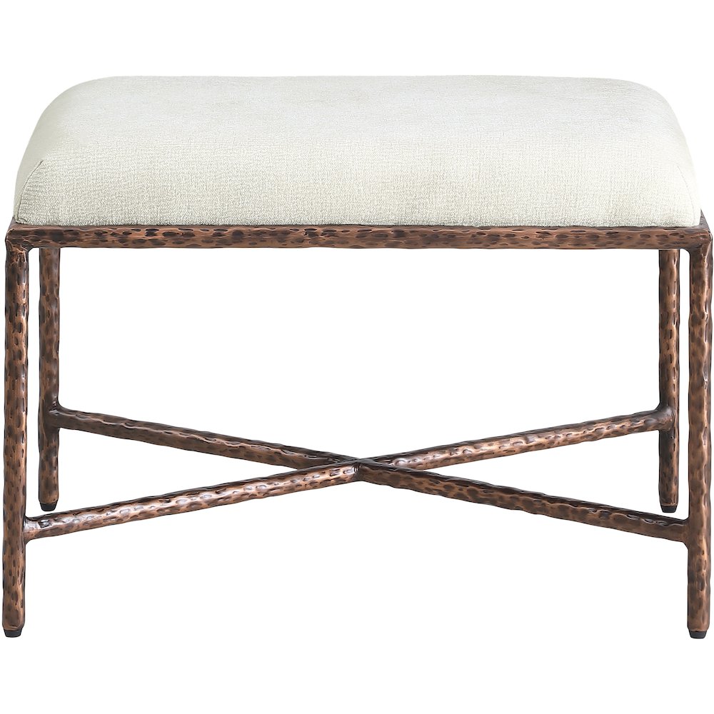 Valley Cream Chenille Fabric Bench. Picture 3