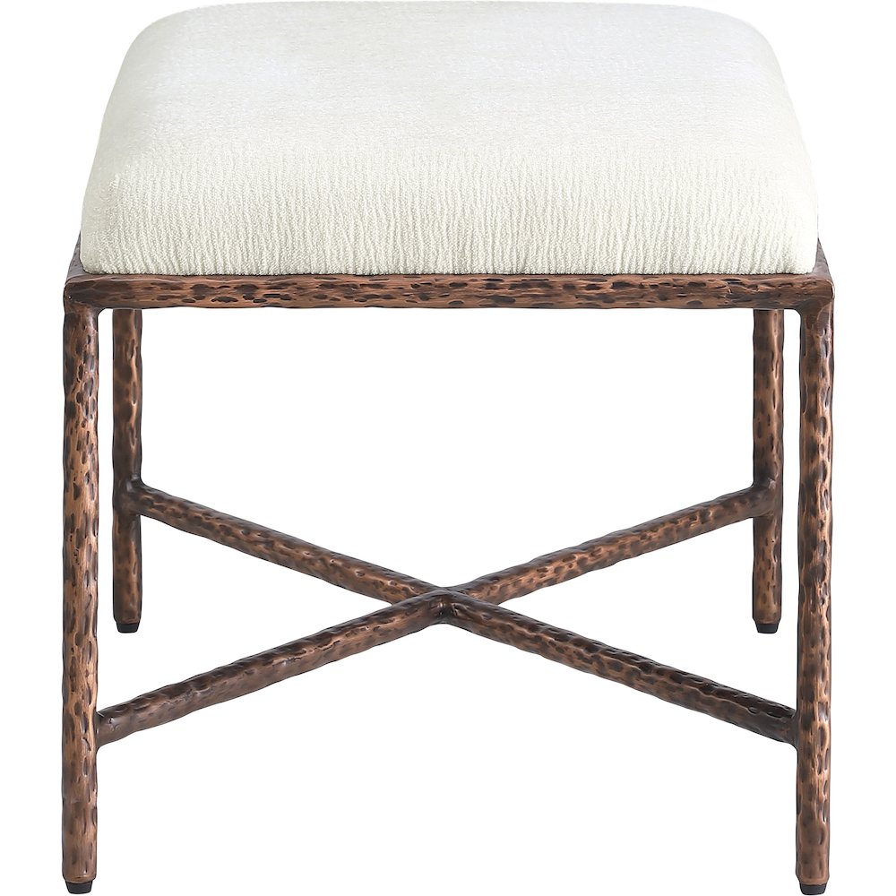 Valley Cream Chenille Fabric Bench. Picture 4