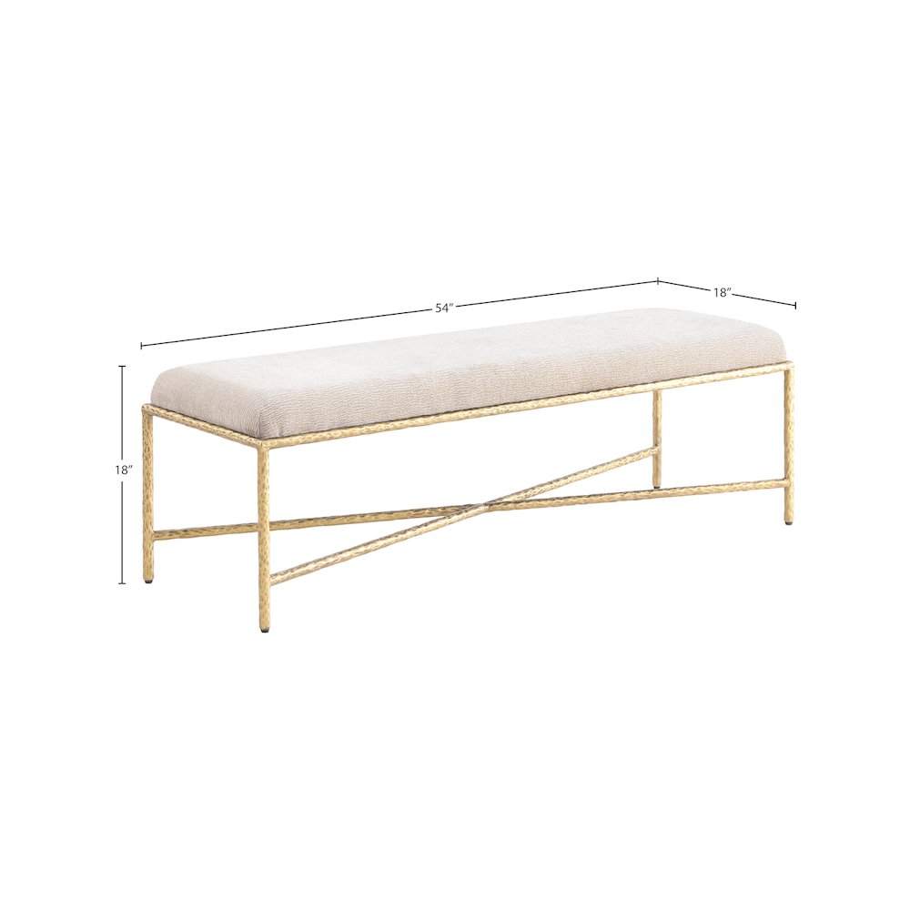 Valley Beige Chenille Fabric Bench. Picture 6