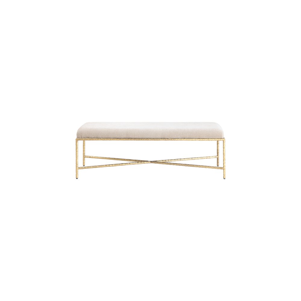 Valley Beige Chenille Fabric Bench. Picture 3