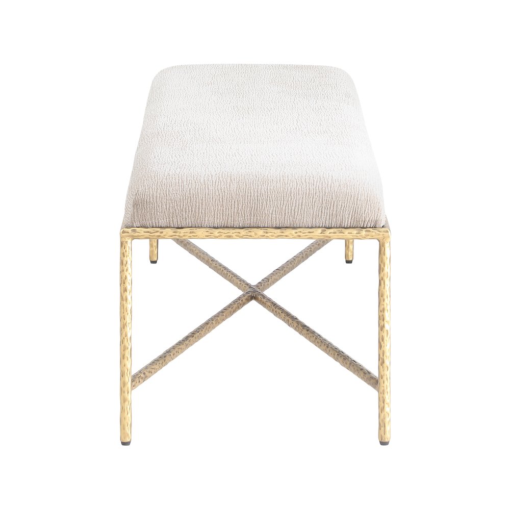 Valley Beige Chenille Fabric Bench. Picture 4