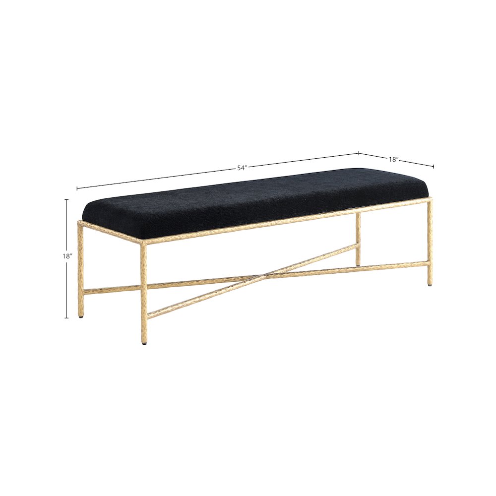 Valley Black Chenille Fabric Bench. Picture 6