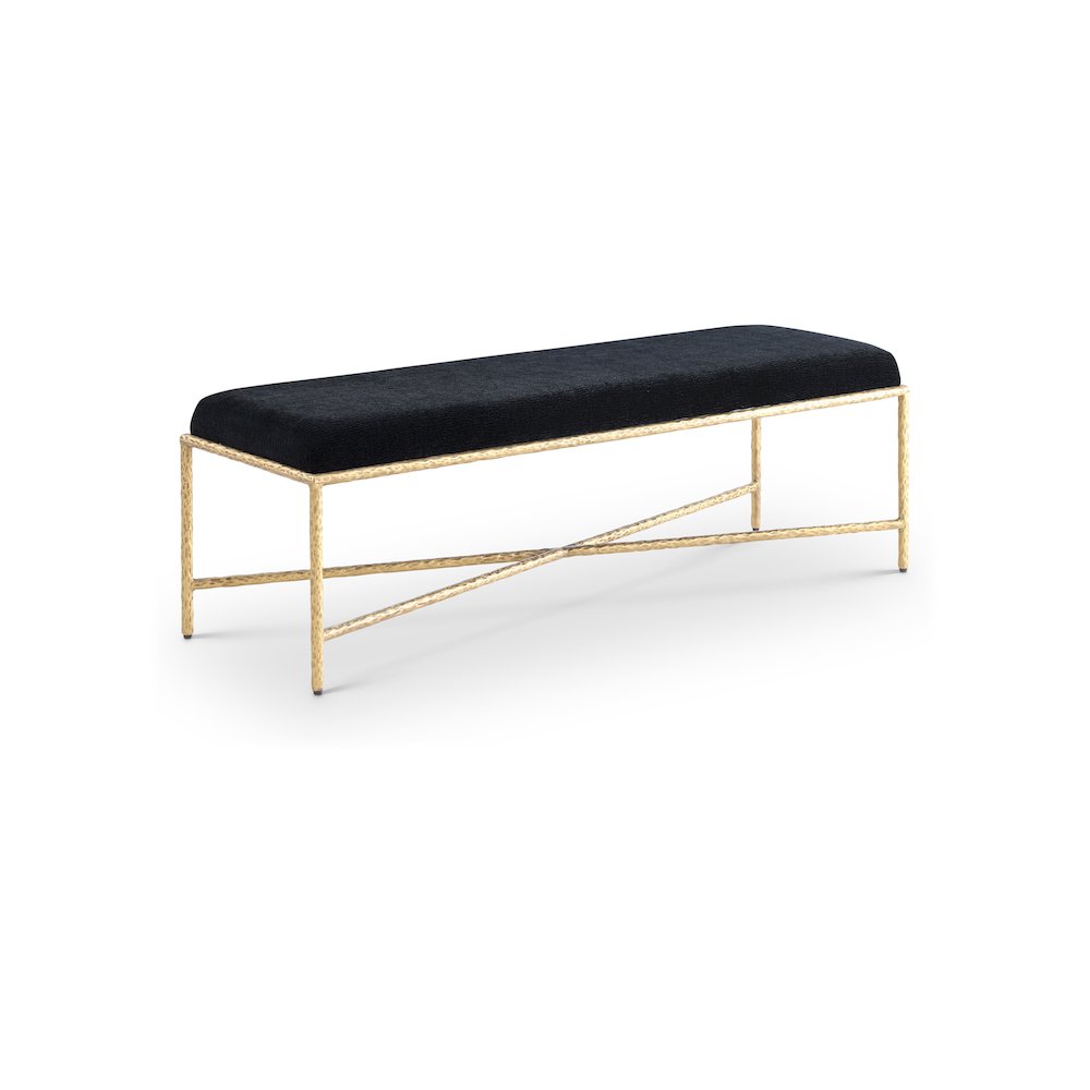 Valley Black Chenille Fabric Bench. Picture 1