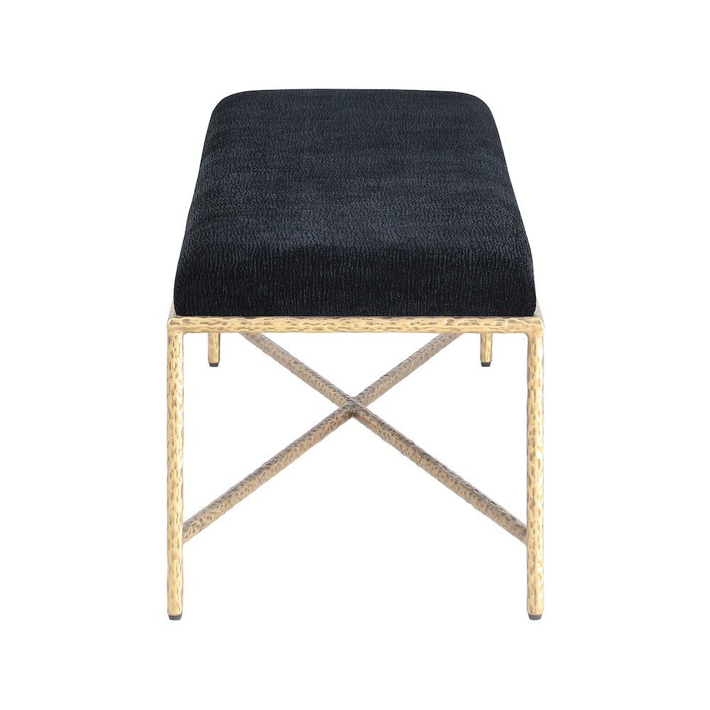 Valley Black Chenille Fabric Bench. Picture 4