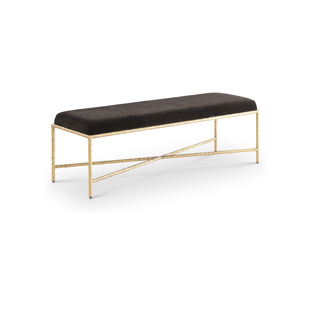 Valley Brown Chenille Fabric Bench. Picture 1