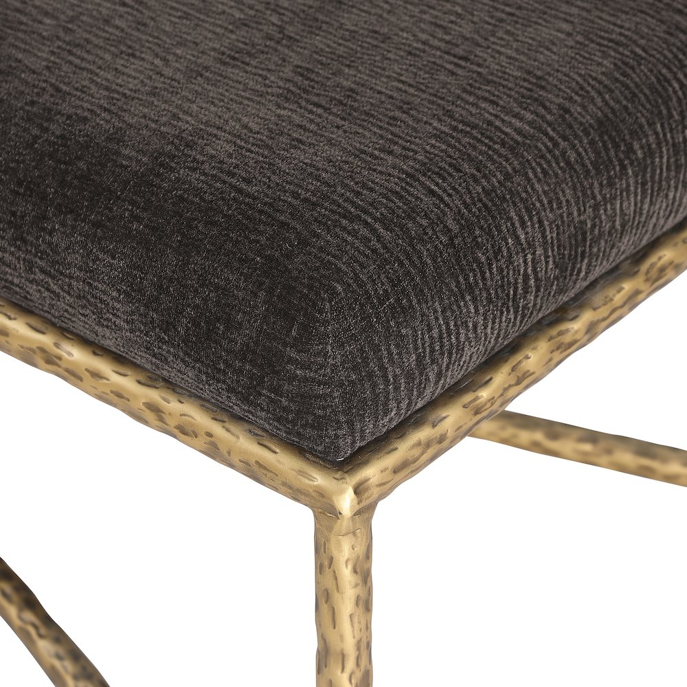 Valley Brown Chenille Fabric Bench. Picture 5