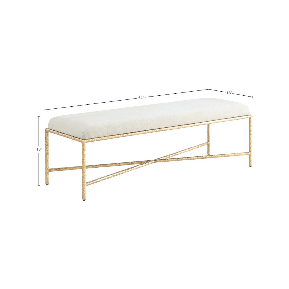 Valley Cream Chenille Fabric Bench. Picture 6