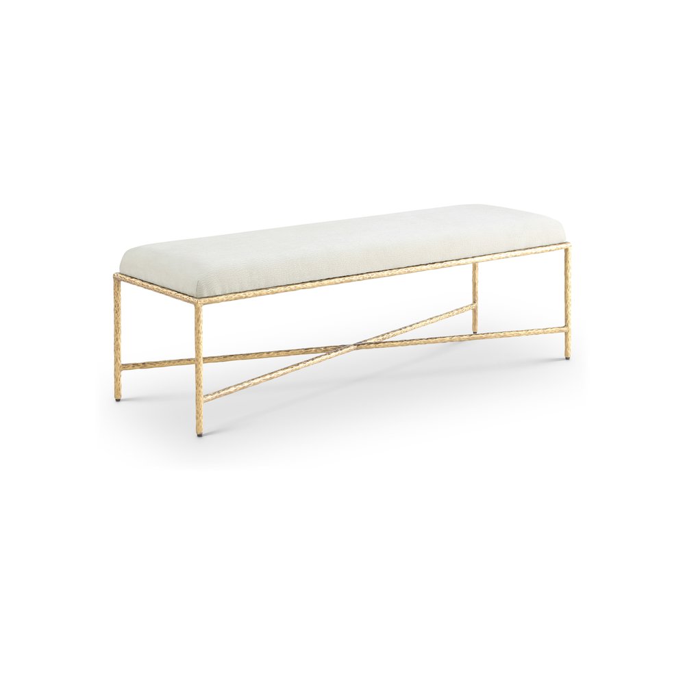 Valley Cream Chenille Fabric Bench. Picture 1