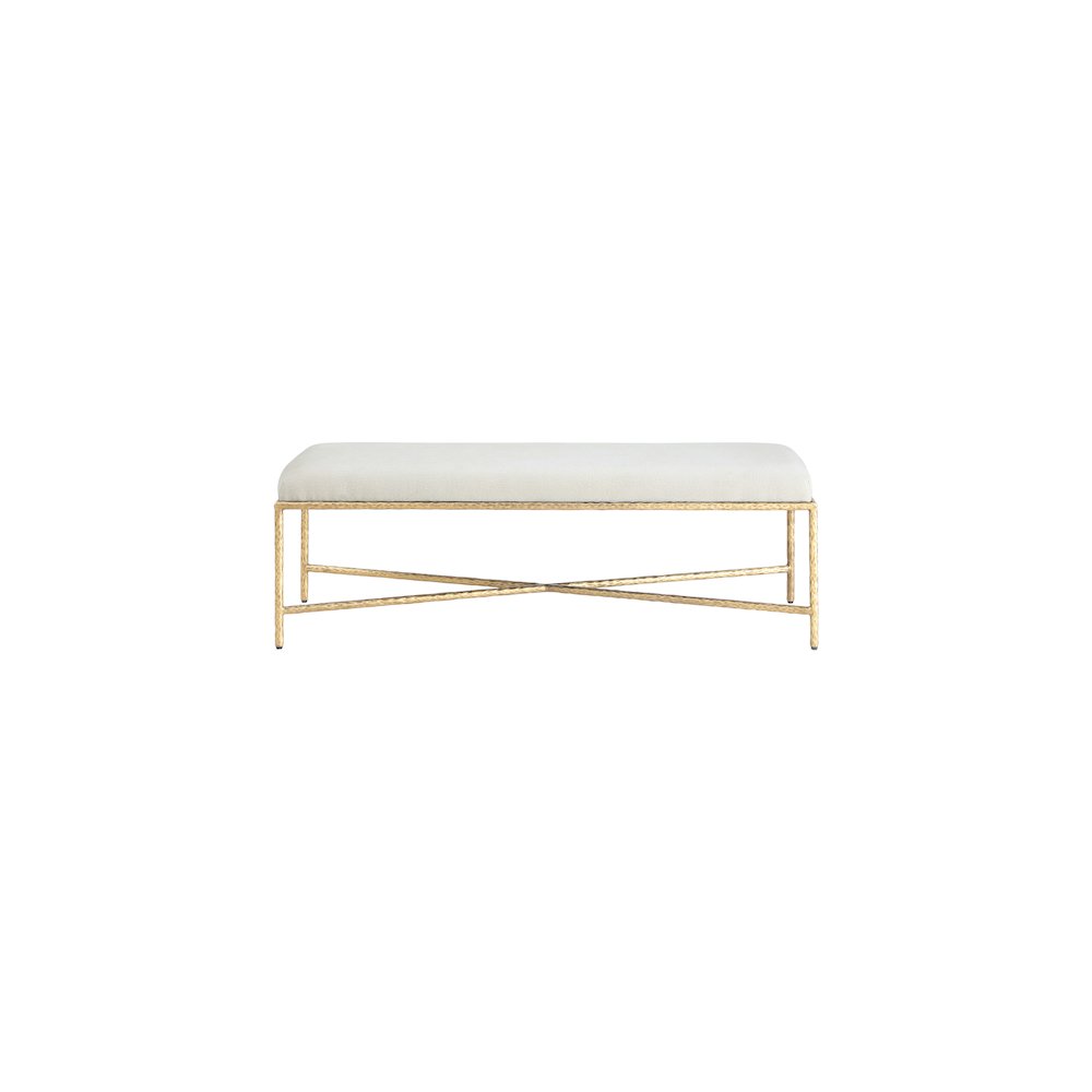 Valley Cream Chenille Fabric Bench. Picture 3