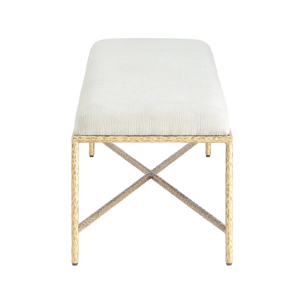 Valley Cream Chenille Fabric Bench. Picture 4
