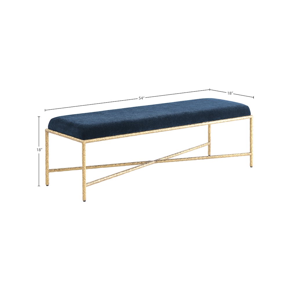 Valley Navy Chenille Fabric Bench. Picture 6