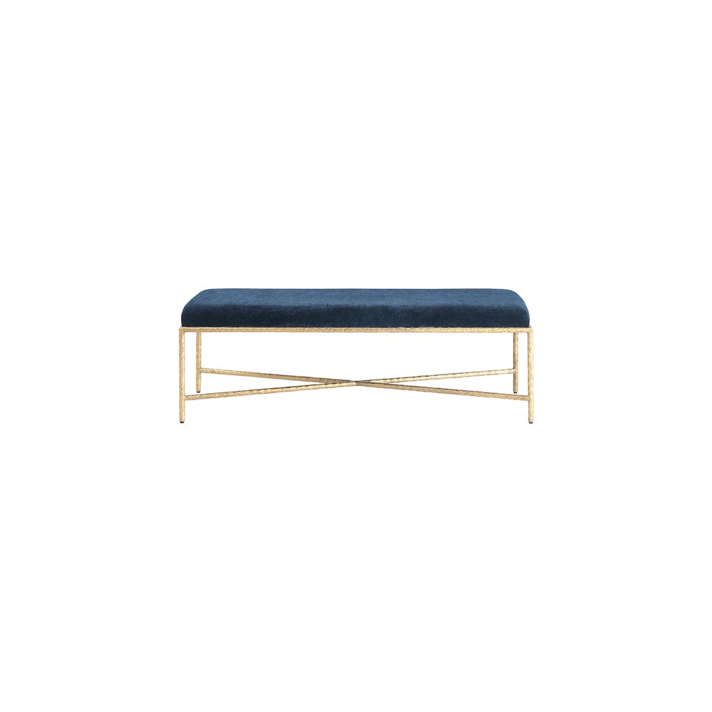 Valley Navy Chenille Fabric Bench. Picture 3