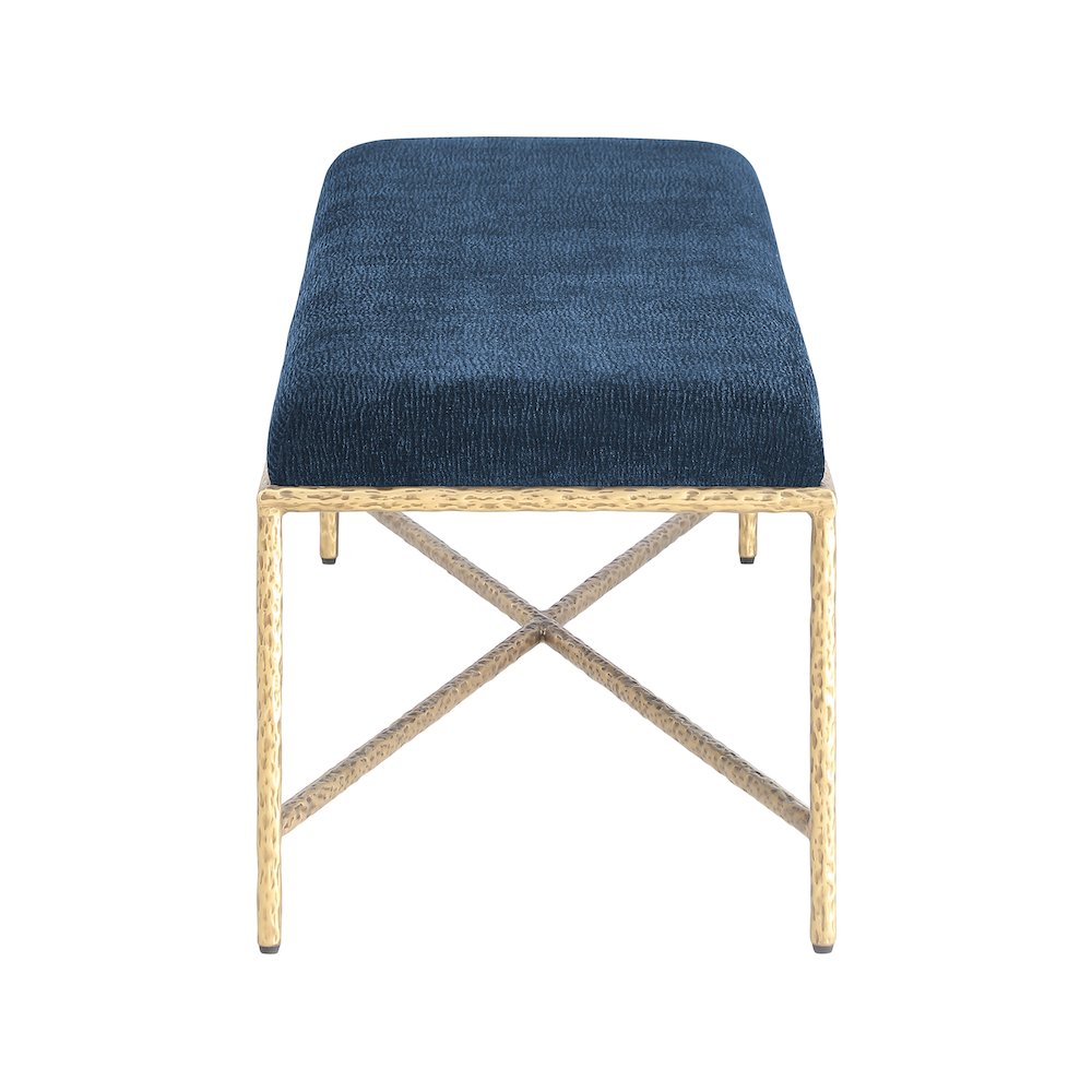 Valley Navy Chenille Fabric Bench. Picture 4