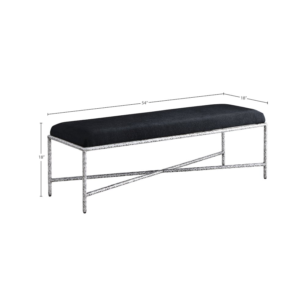 Valley Black Chenille Fabric Bench. Picture 6