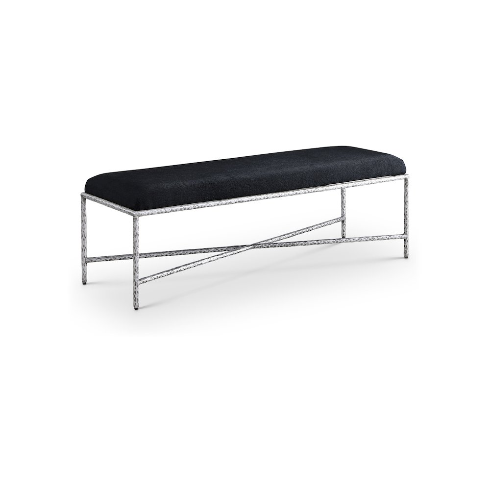 Valley Black Chenille Fabric Bench. Picture 1