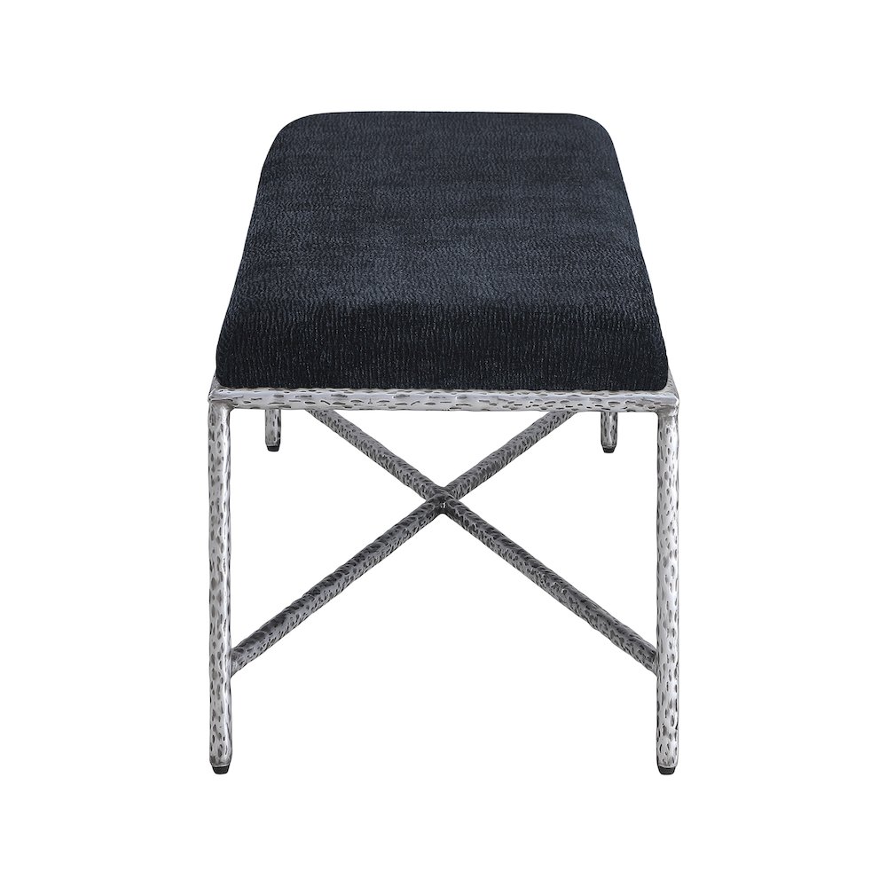Valley Black Chenille Fabric Bench. Picture 4