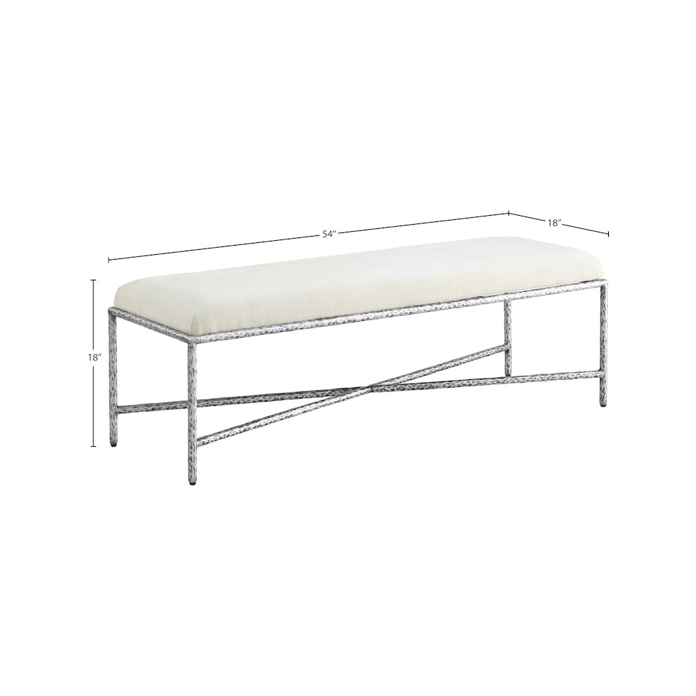 Valley Cream Chenille Fabric Bench. Picture 6