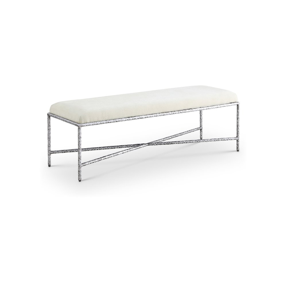 Valley Cream Chenille Fabric Bench. Picture 1