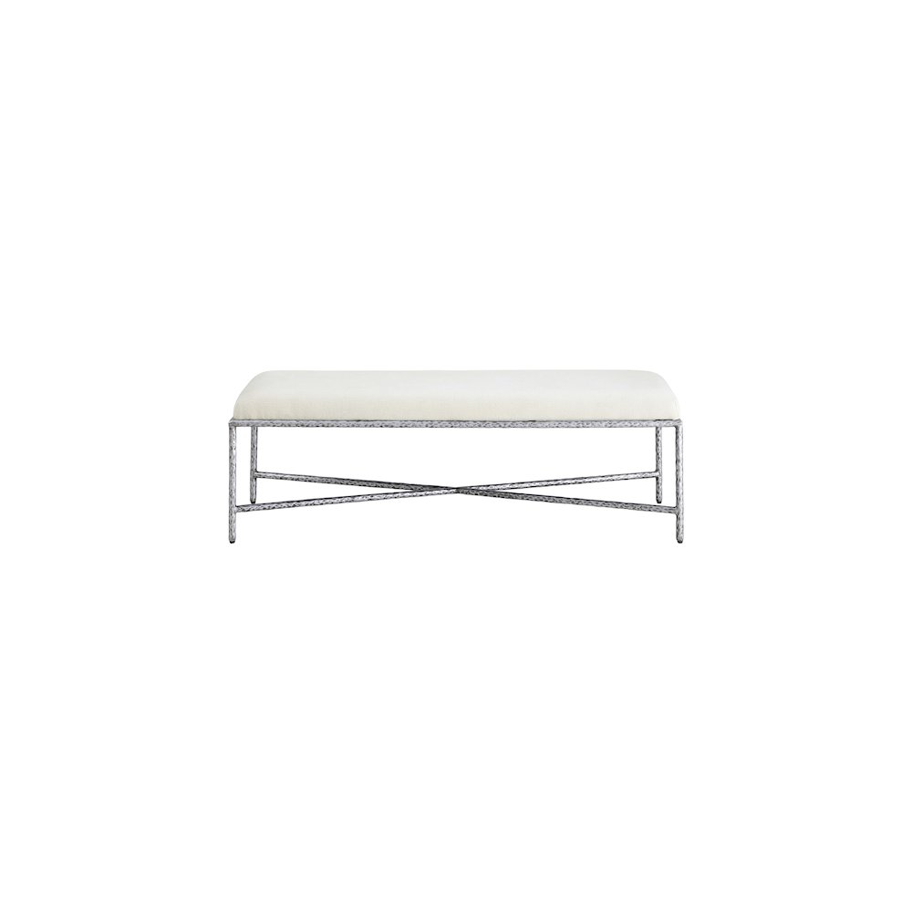 Valley Cream Chenille Fabric Bench. Picture 3