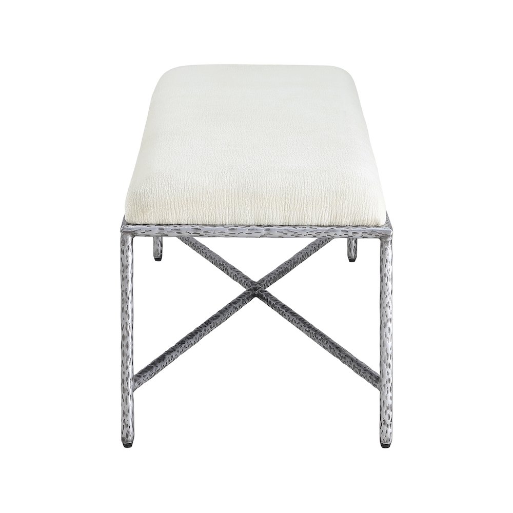 Valley Cream Chenille Fabric Bench. Picture 4