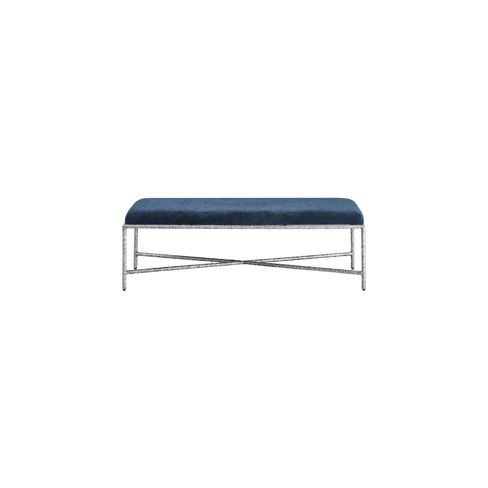 Valley Navy Chenille Fabric Bench. Picture 3