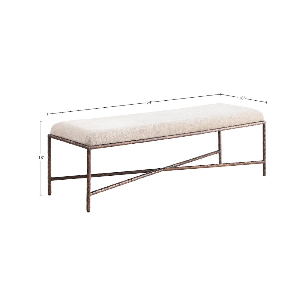 Valley Beige Chenille Fabric Bench. Picture 6
