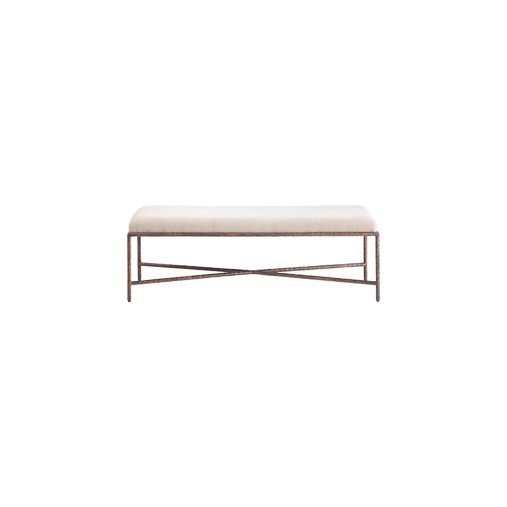 Valley Beige Chenille Fabric Bench. Picture 3