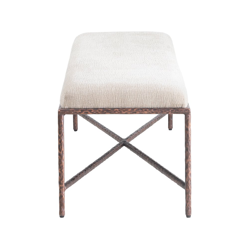 Valley Beige Chenille Fabric Bench. Picture 4