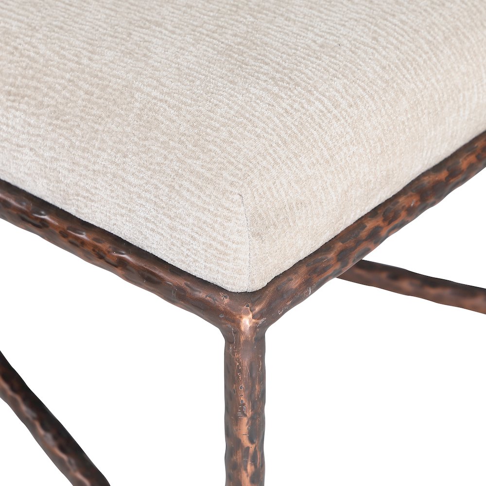 Valley Beige Chenille Fabric Bench. Picture 5