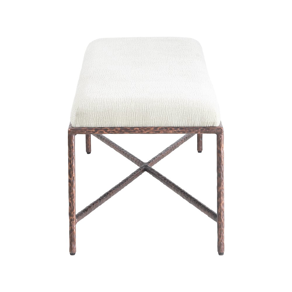 Valley Cream Chenille Fabric Bench. Picture 4