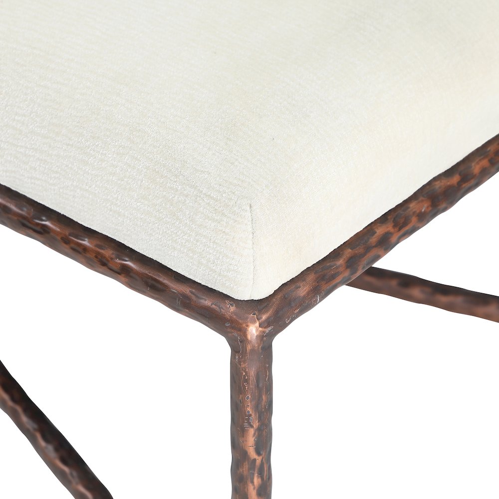 Valley Cream Chenille Fabric Bench. Picture 5