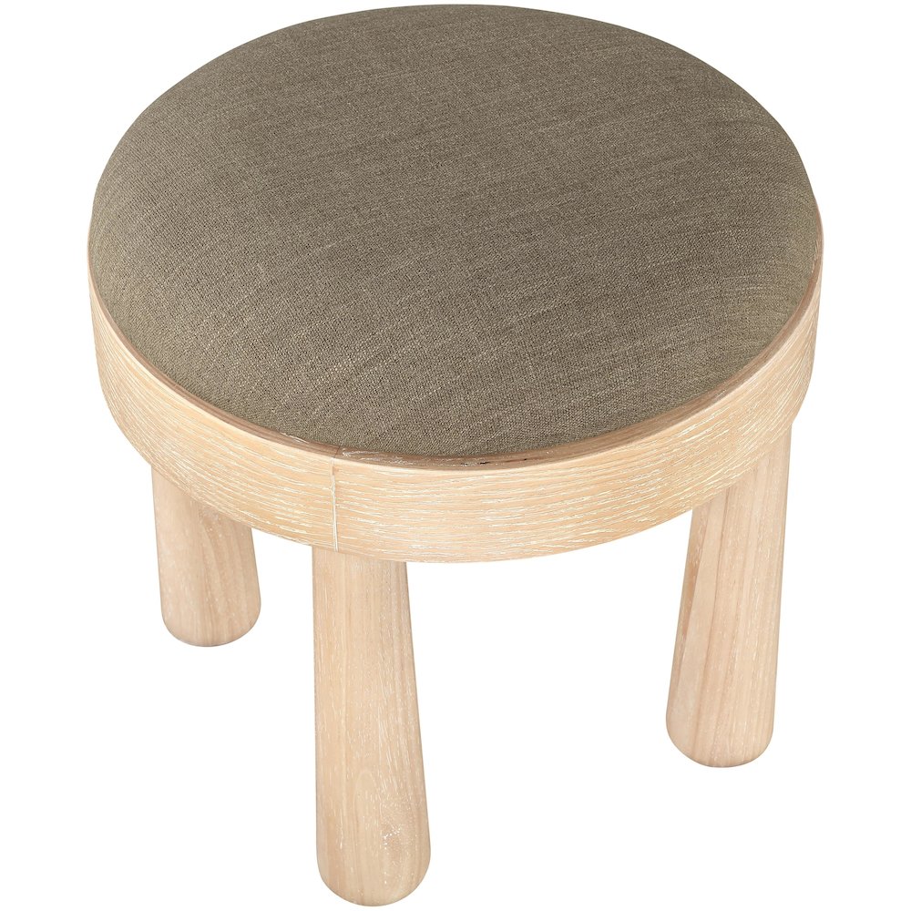 Larea Brown Linen Textured Fabric Upholstered Ottoman. Picture 4
