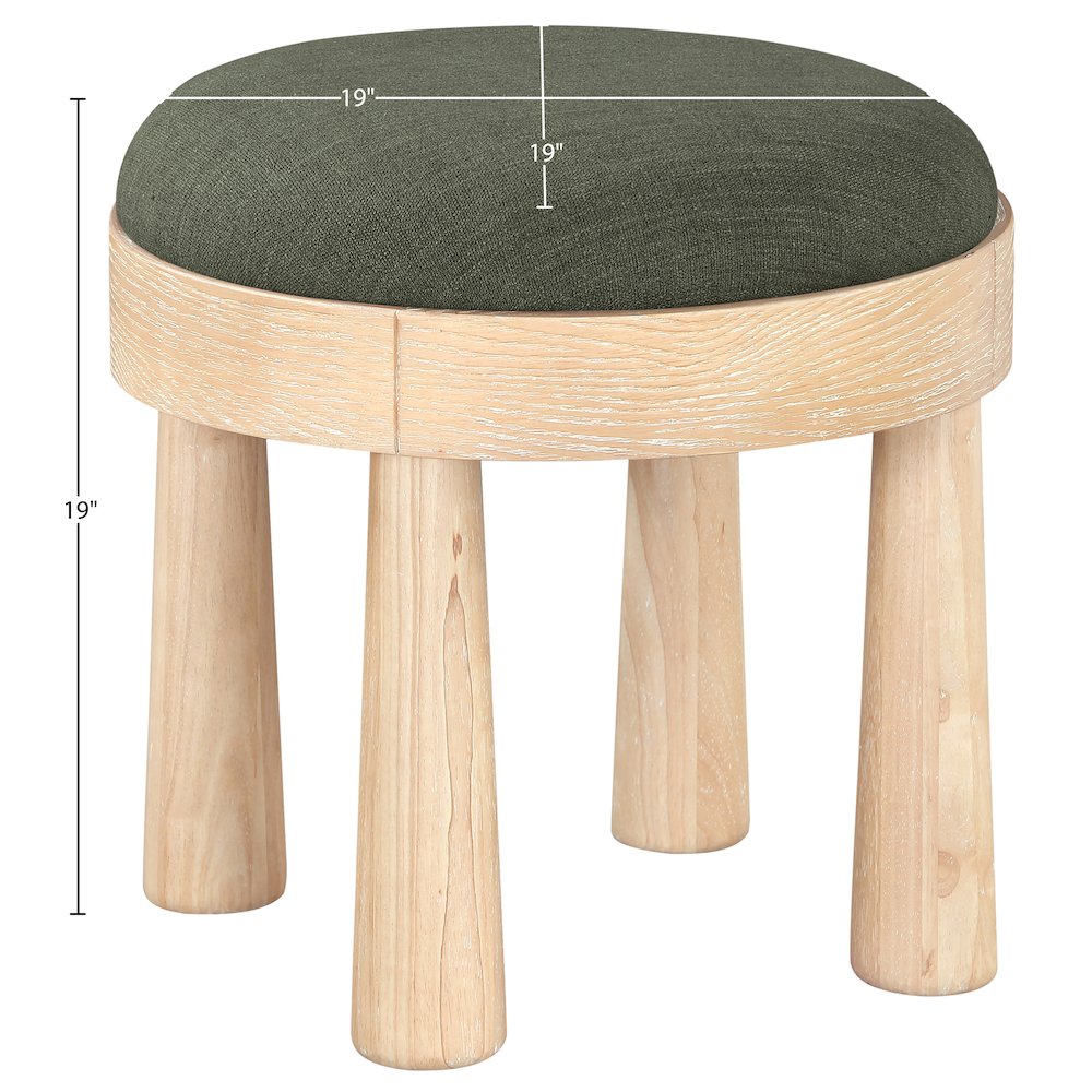 Larea Olive Linen Textured Fabric Upholstered Ottoman. Picture 6