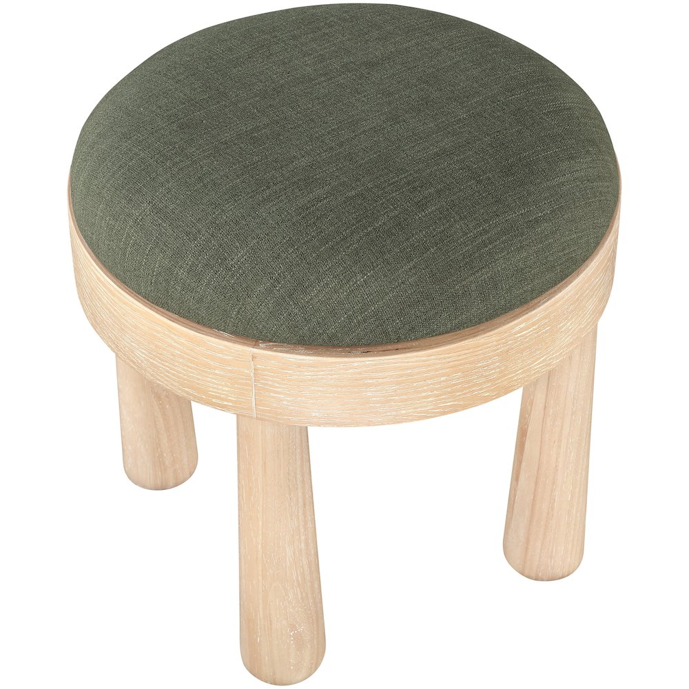 Larea Olive Linen Textured Fabric Upholstered Ottoman. Picture 4