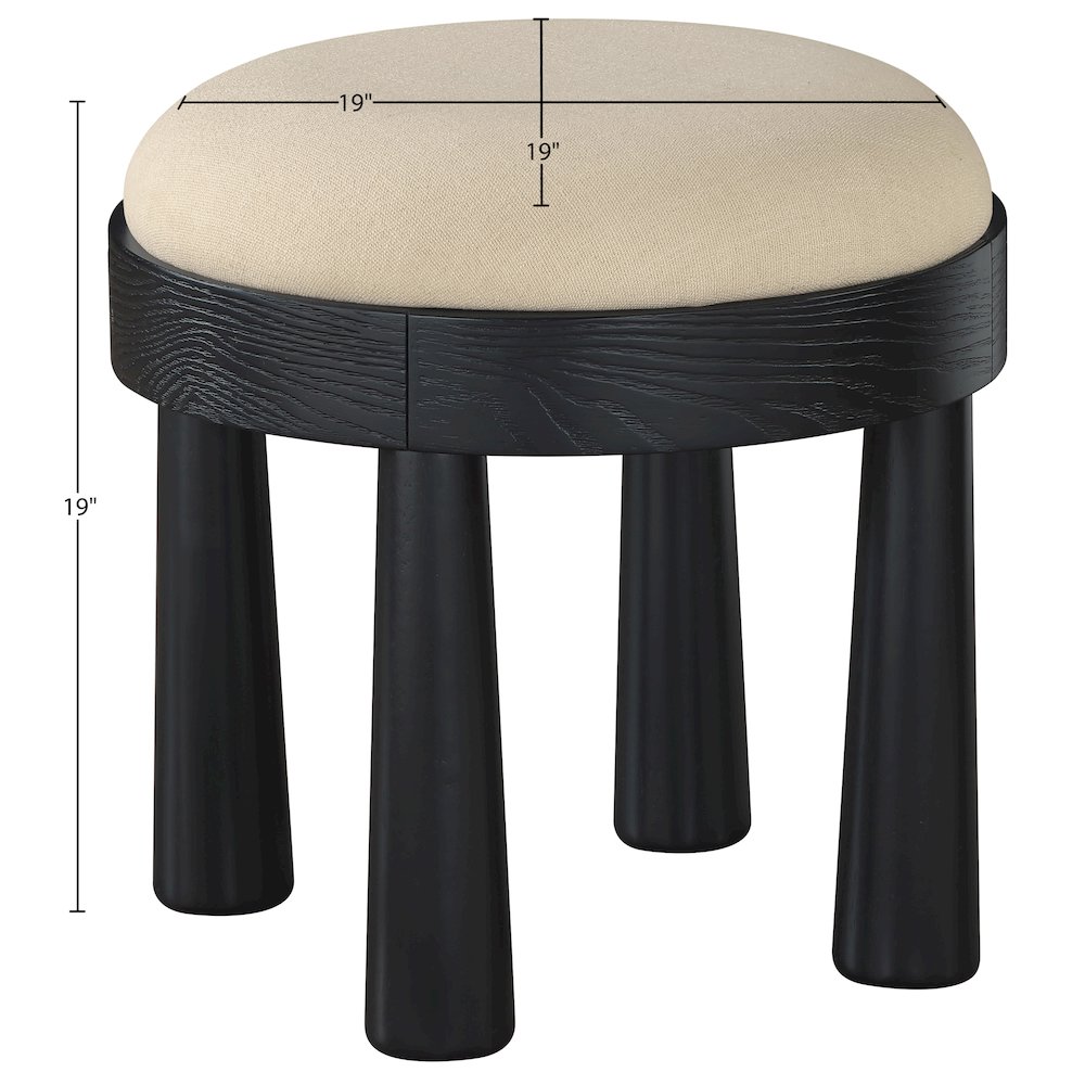 Larea Beige Linen Textured Fabric Upholstered Ottoman. Picture 6