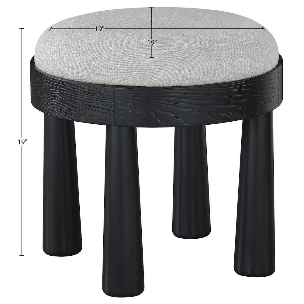 Larea Grey Linen Textured Fabric Upholstered Ottoman. Picture 6