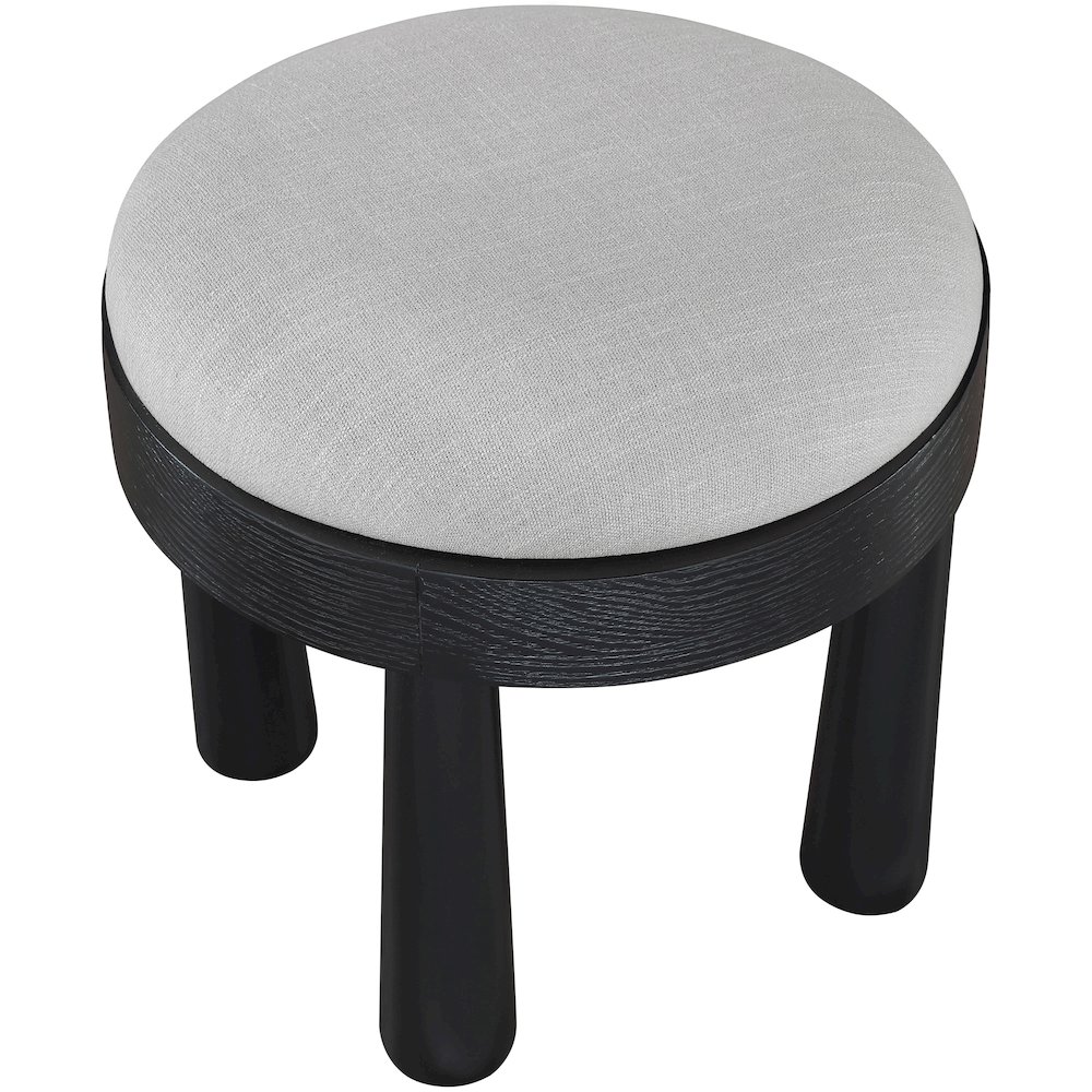 Larea Grey Linen Textured Fabric Upholstered Ottoman. Picture 4