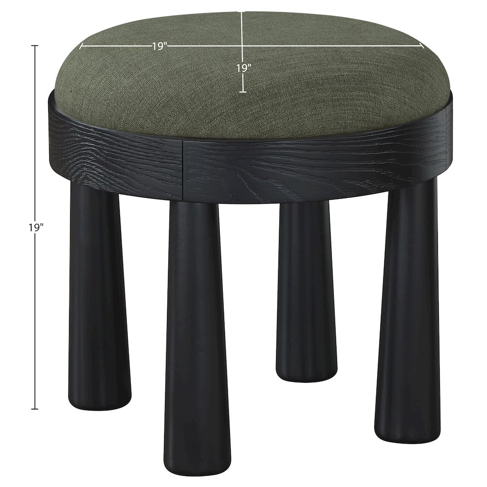Larea Olive Linen Textured Fabric Upholstered Ottoman. Picture 6