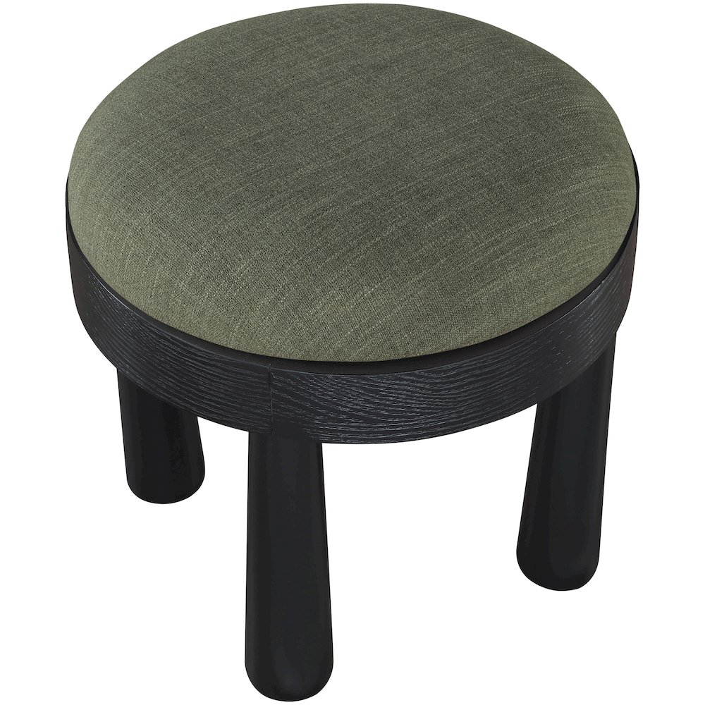 Larea Olive Linen Textured Fabric Upholstered Ottoman. Picture 4