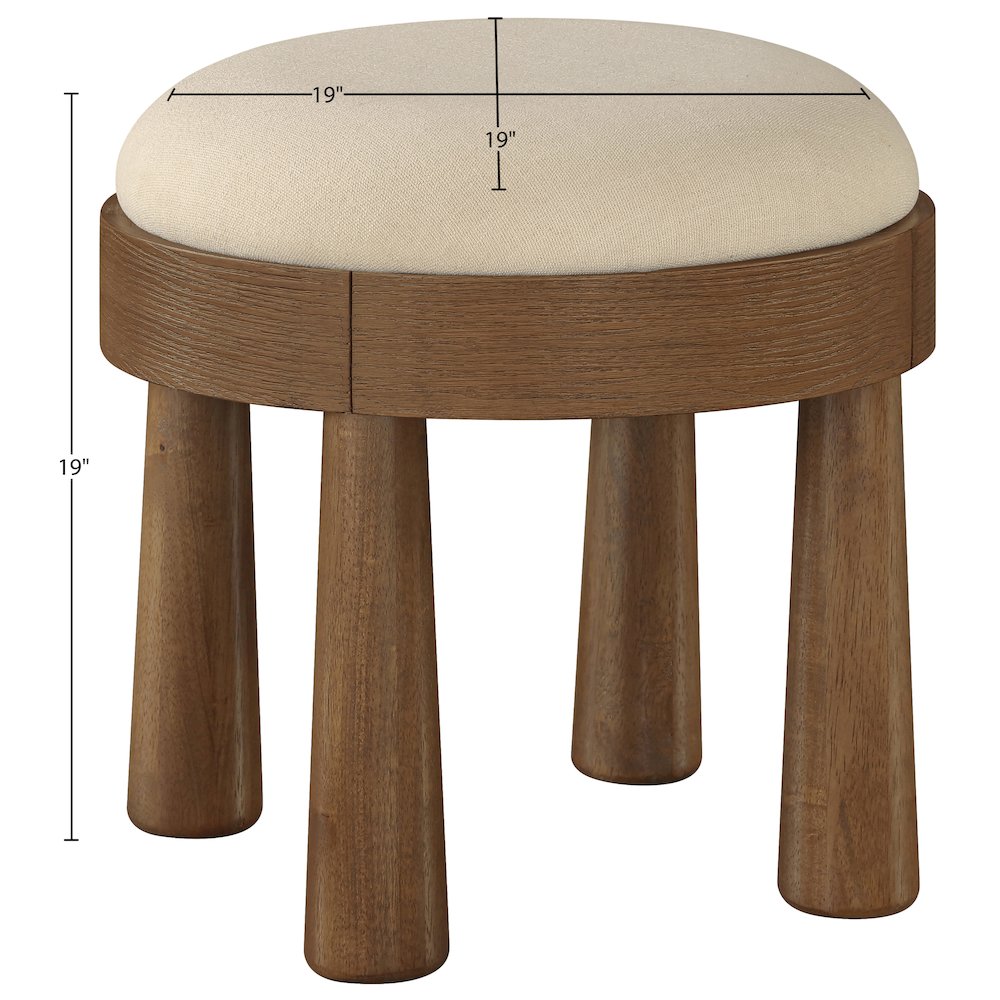 Larea Beige Linen Textured Fabric Upholstered Ottoman. Picture 6