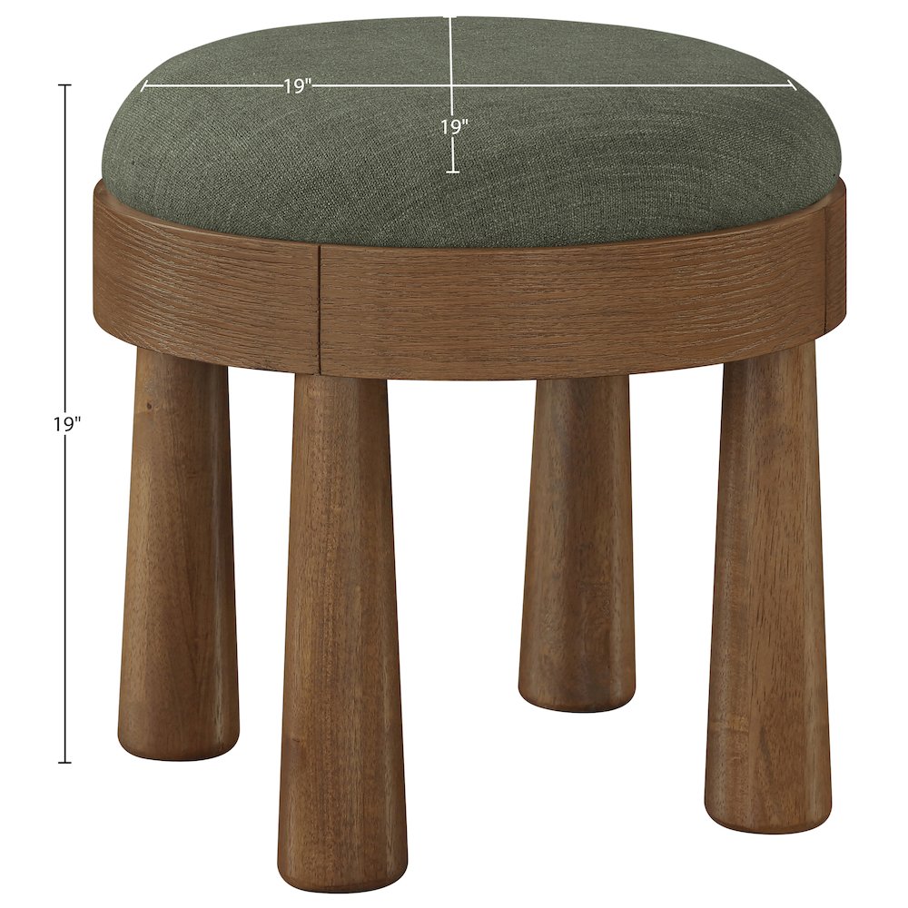 Larea Olive Linen Textured Fabric Upholstered Ottoman. Picture 6