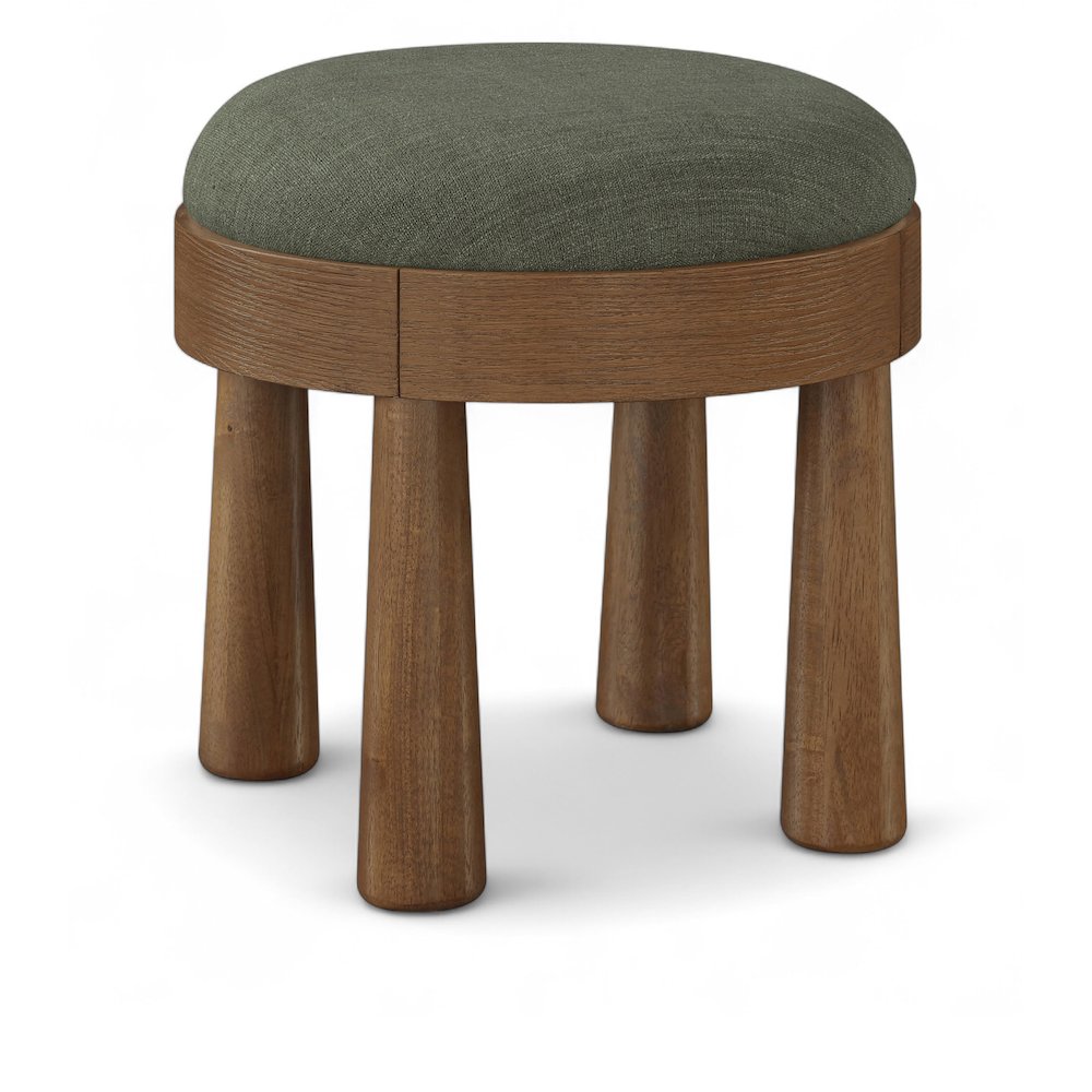 Larea Olive Linen Textured Fabric Upholstered Ottoman. Picture 1