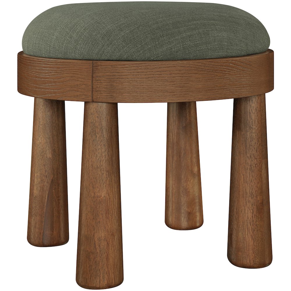 Larea Olive Linen Textured Fabric Upholstered Ottoman. Picture 3