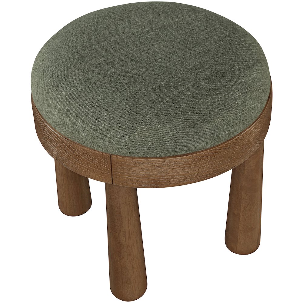 Larea Olive Linen Textured Fabric Upholstered Ottoman. Picture 4