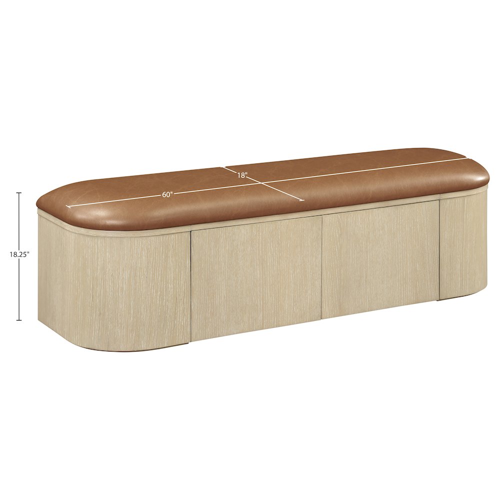Velden Cognac Vegan Leather Upholstered Storage Bench. Picture 14